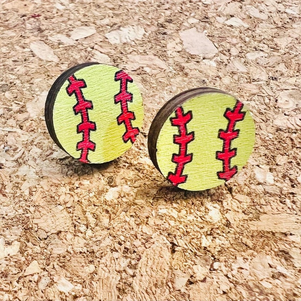 Softball stud earrings